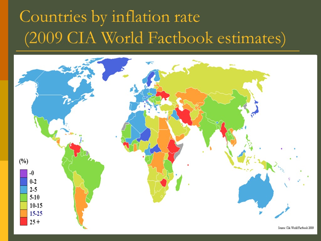 Countries by inflation rate (2009 CIA World Factbook estimates)